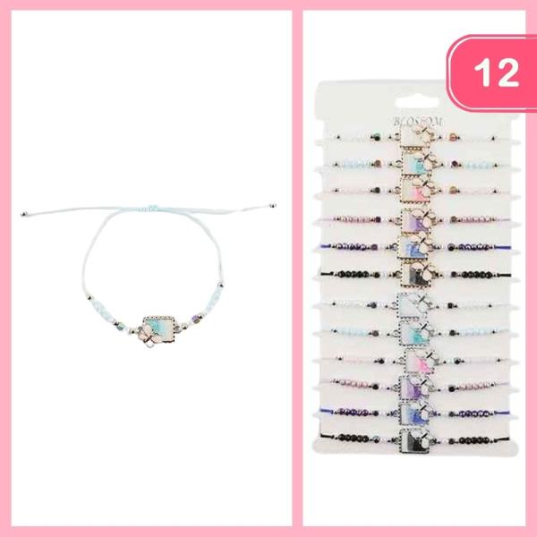 BUTTERFLY PAINTING PENDANT BEADED BRACELET (12 UNITS)