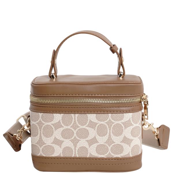 OVAL PATTERN PRINT SATCHEL BAG
