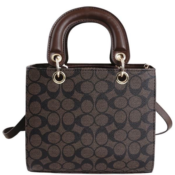 OVAL PATTERN PRINT SATCHEL BAG
