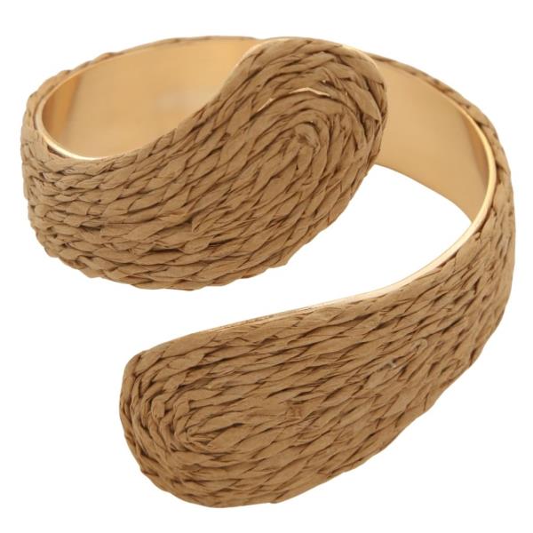 WOVEN RAFFIA SWIRL METAL CUFF BRACELET