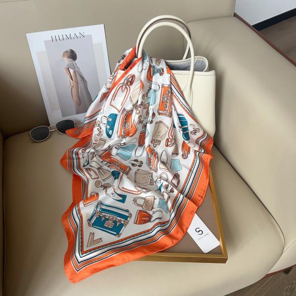 HANDBAG HAT SUNGLASSES PRINT BORDER BANDANA SILKY SQUARE NECK SCARF