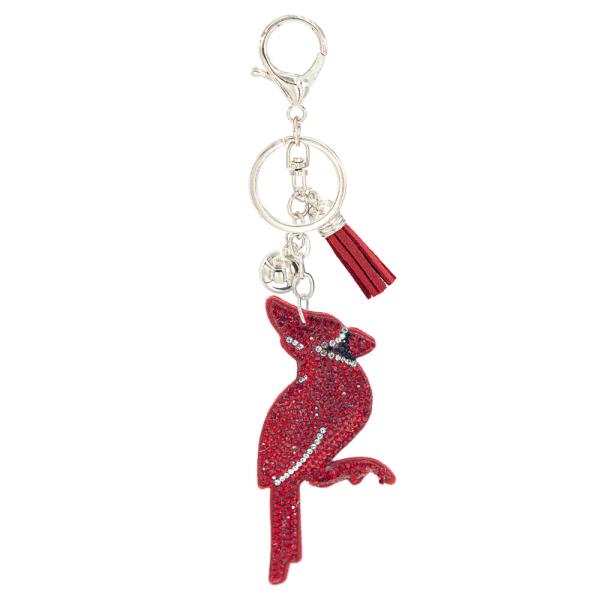 RHINESTONE RED CARDINAL KEYCHAIN