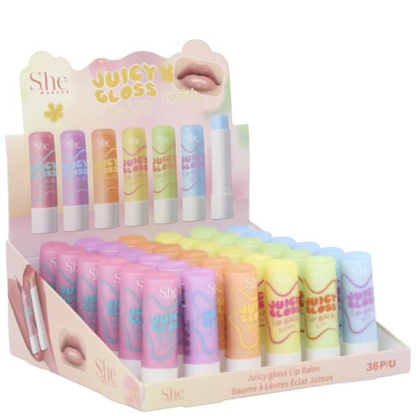 SHE MAKEUP JUICE GLOSS LIP BALM (36 UNITS)