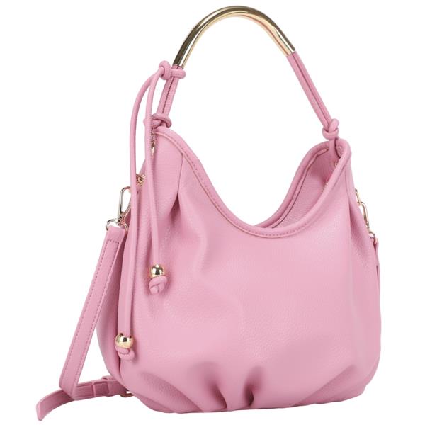 TRENDY METAL HANDLE CURVE TOTE BAG