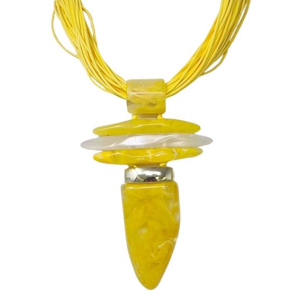 MULTI STRAND RESIN STONE PENDANT STATEMENT NECKLACE EARRING SET