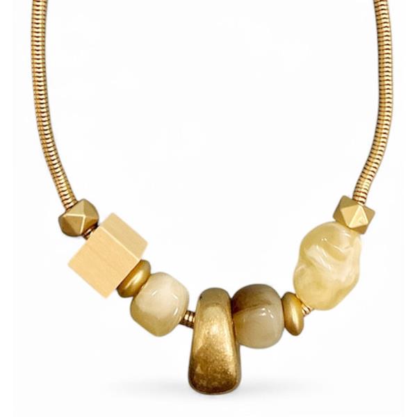 METAL MIXED BEAD STATEMENT NECKLACE