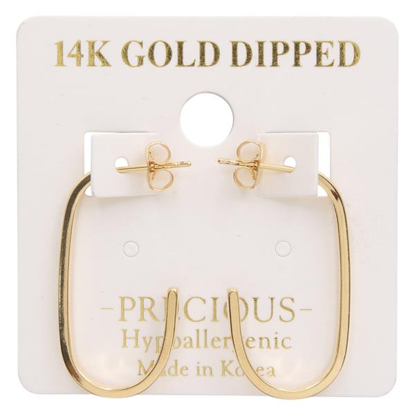 14K GOLD DIPPED CURVED SHAPE OPEN METAL EARRING