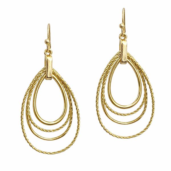METAL LAYERED TEARDROP DROP EARRING
