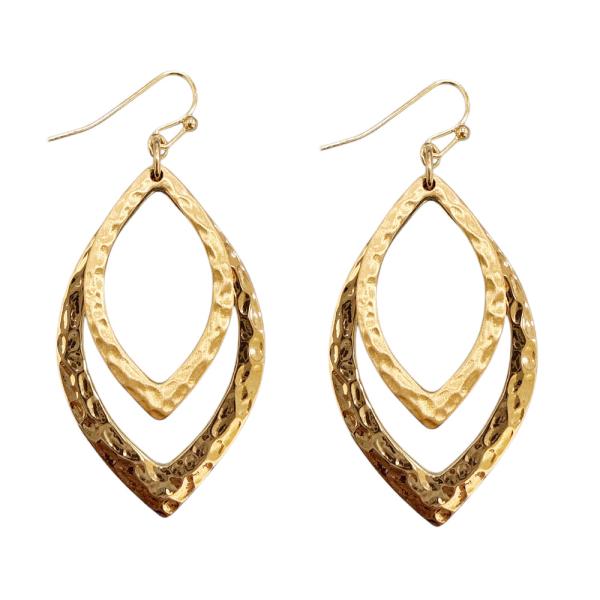 METAL DOUBLE MARQUISE DROP EARRING