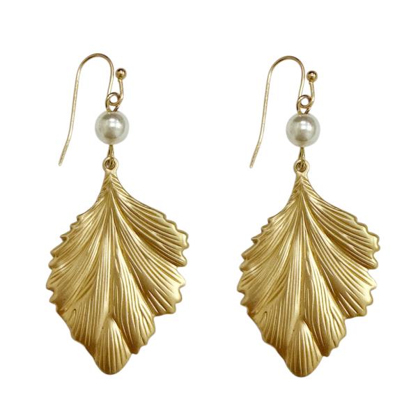 METAL LEAF DROP EARRING