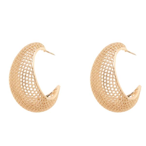 METAL MESH DOME HOOP EARRING