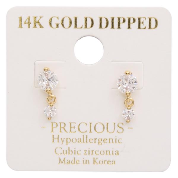 14K GOLD DIPPED CRYSTAL DANGLE EARRING