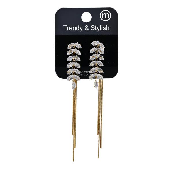 WHEAT CZ FRONT  BACKDROP EARRING