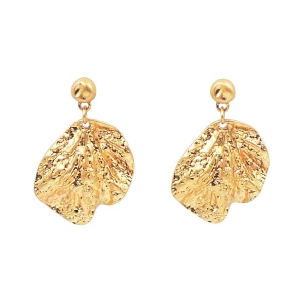 LEAF SHAPE HAMMER DROP EARRINGS