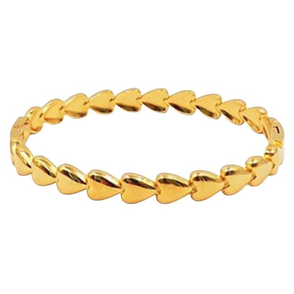 STAINLESS STEEL HEART LINK BANGLE BRACELET