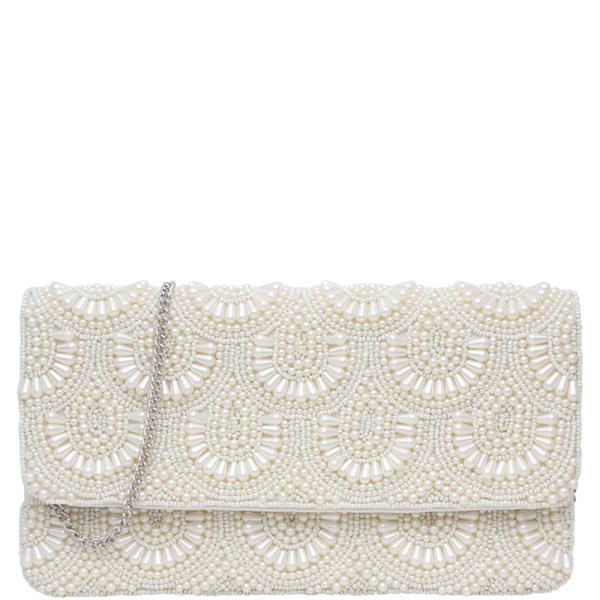 PEARL BEADED PATTERN CLUTCH BAG