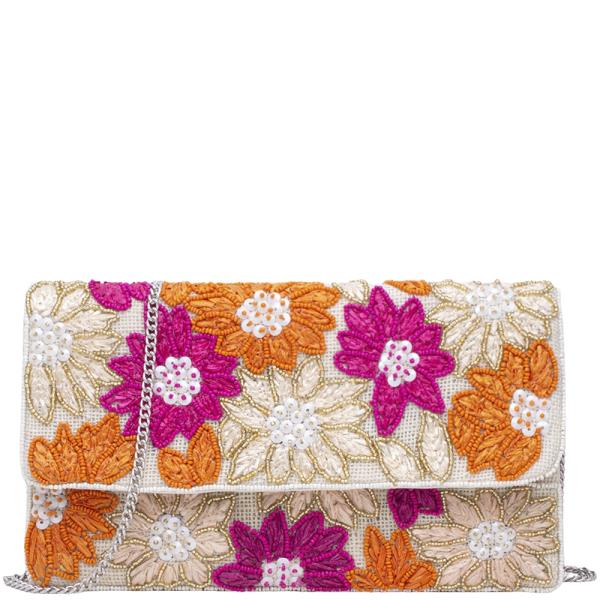 FLORAL SEED BEAD SEQUIN CLUTCH BAG