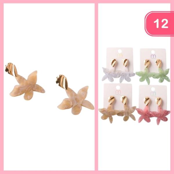 ACRYLIC LILY PIN DROP EARRING (12 UNITS)