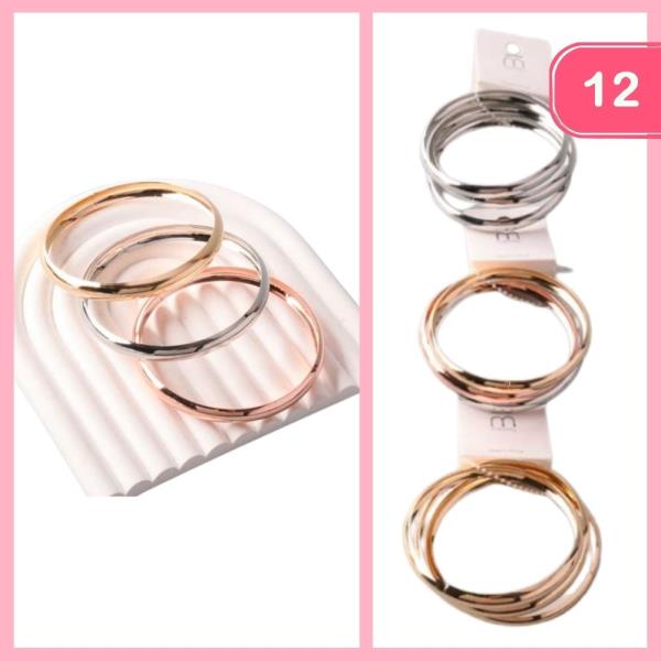 ROUND MIX METAL BANGLE BRACELET (12 UNITS)