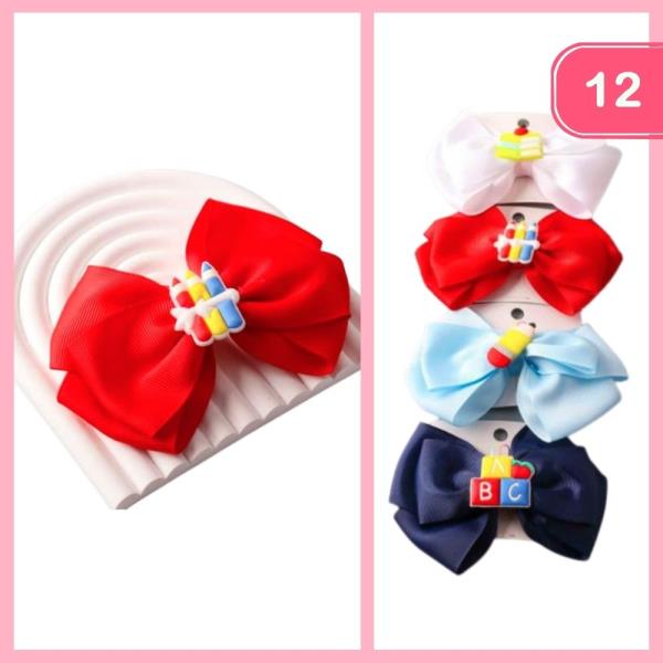 BACK TO SCHOOL LAYER HAIR BOW (12 UNITS)