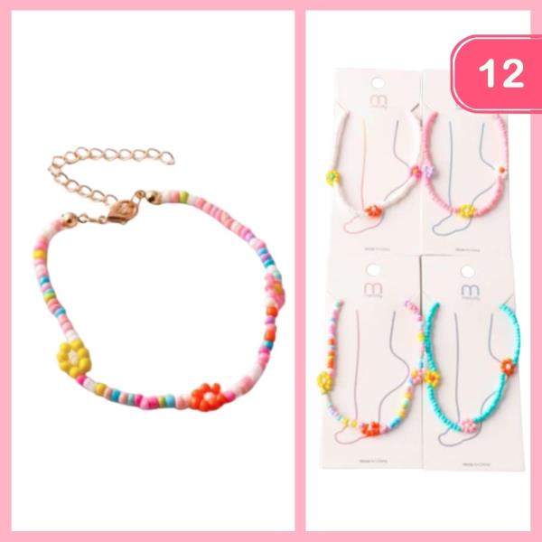 FLOWER SEED BEAD ANKLET (12 UNITS)