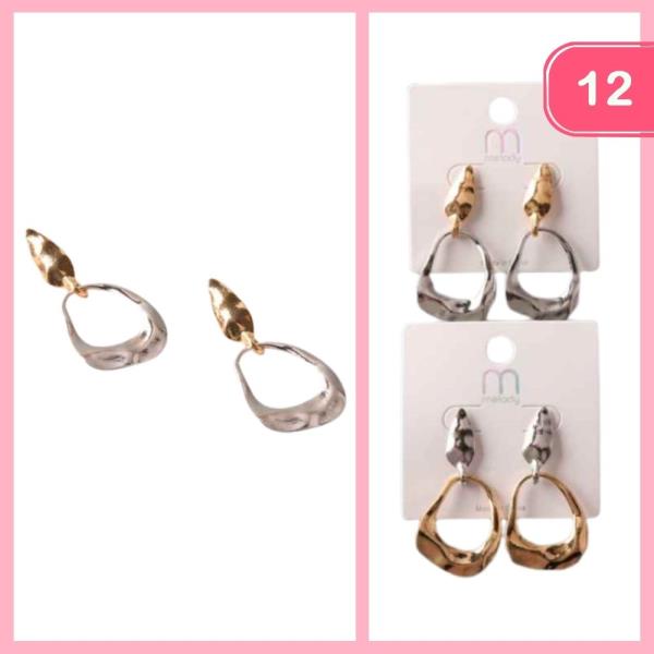 SCULPTED PIN RING DROP EARRING (12 UNITS)