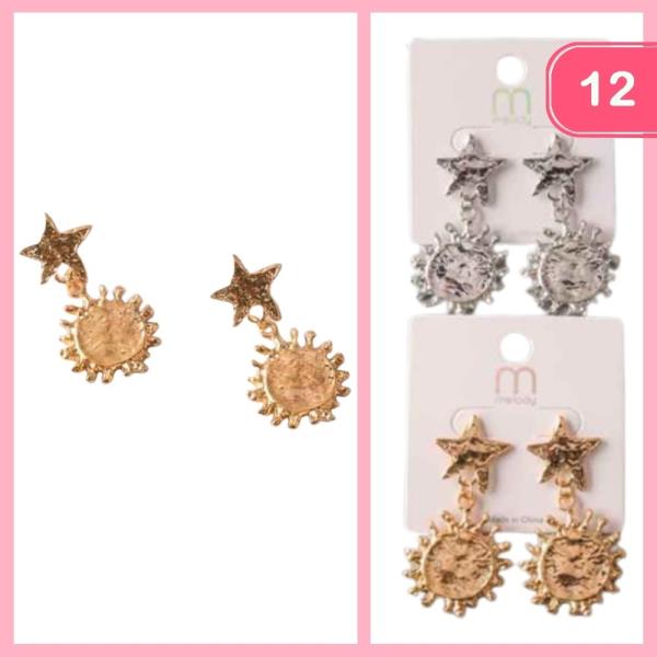 SCULPTED STAR SUN DROP EARRINGS (12 UNITS)