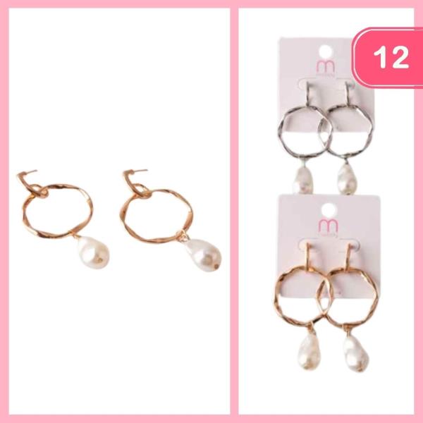 OYSTER PEARL SCULPTED RING EARRING (12 UNITS)