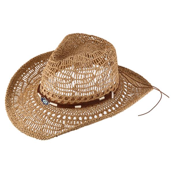 BRAIDED BAND TURQUOISE ACCENT STRAW COWBOY HAT
