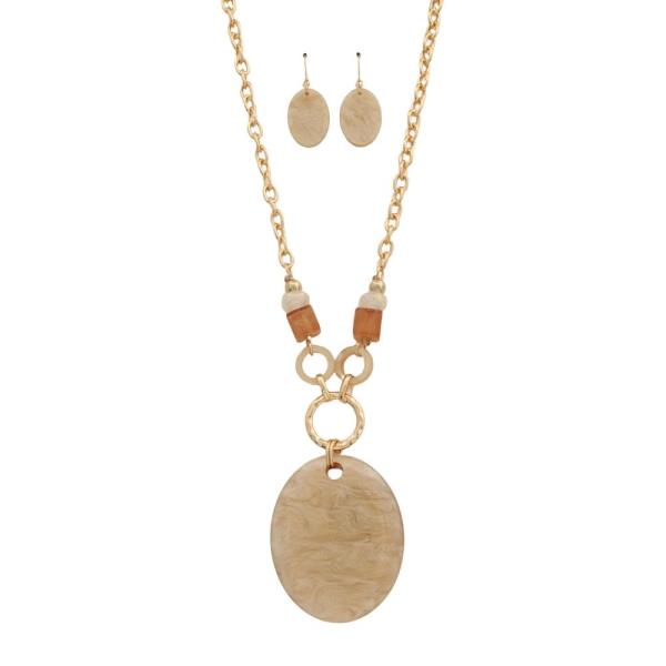 METAL STONE PENDANT STATEMENT NECKLACE EARRING SET