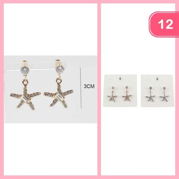 RHINESTONE STARFISH DANGLE EARRINGS (12 UNITS)
