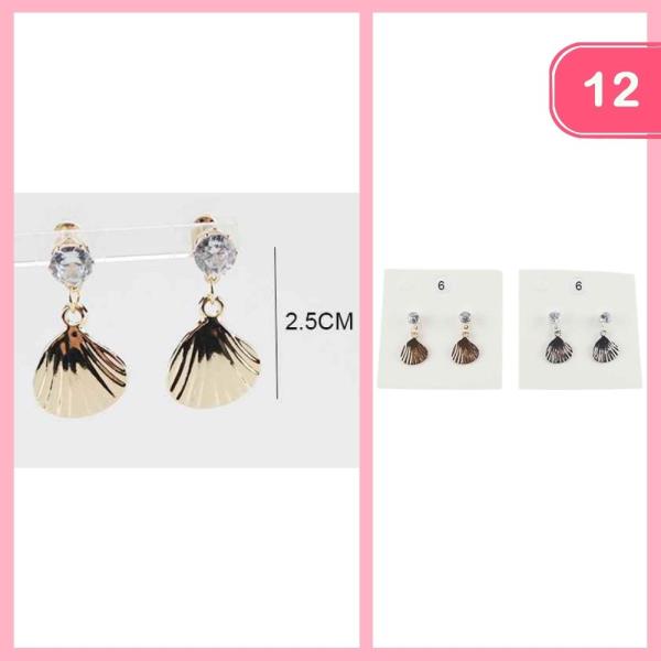 SHELL RHINESTONE DANGLE EARRING (12 UNITS)