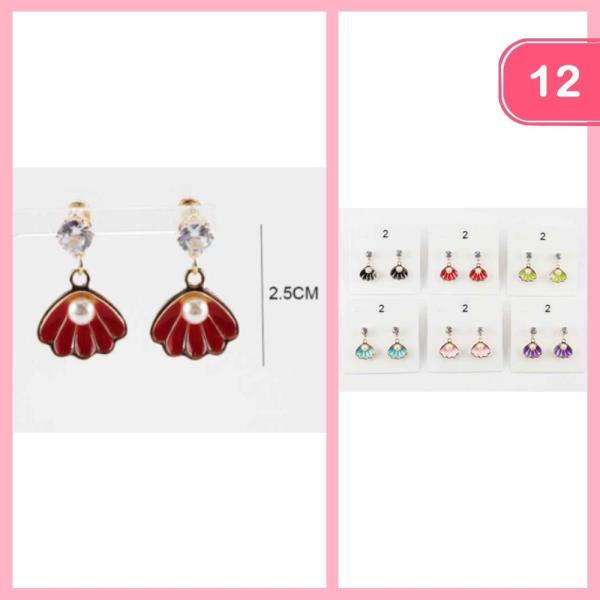 SHELL PEARL DANGLE EARRINGS (12 UNITS)