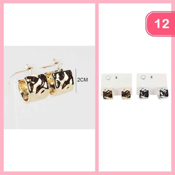 HAMMERED HUGGIE HOOP EARRING (12 UNITS)