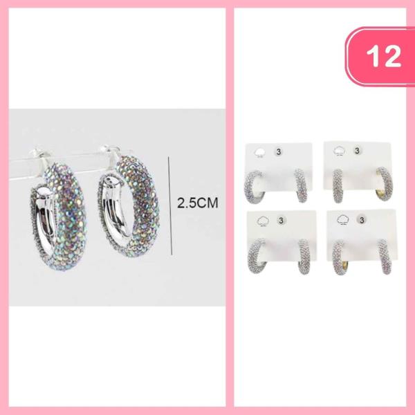 RHINESTONE HUGGIE EARRINGS (12 UNITS)