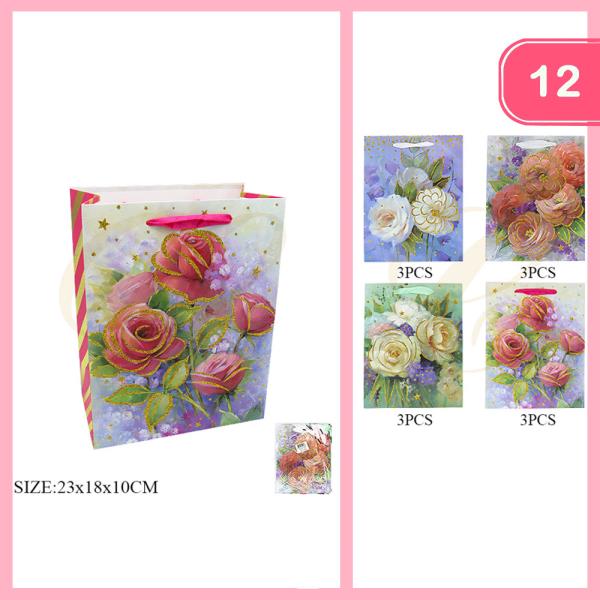 FLOWER PRINT GIFT BAG (12 UNITS)