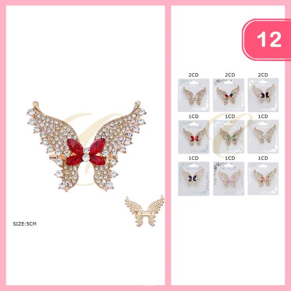RHINESTONE BUTTERFLY BROOCH (12 UNITS)