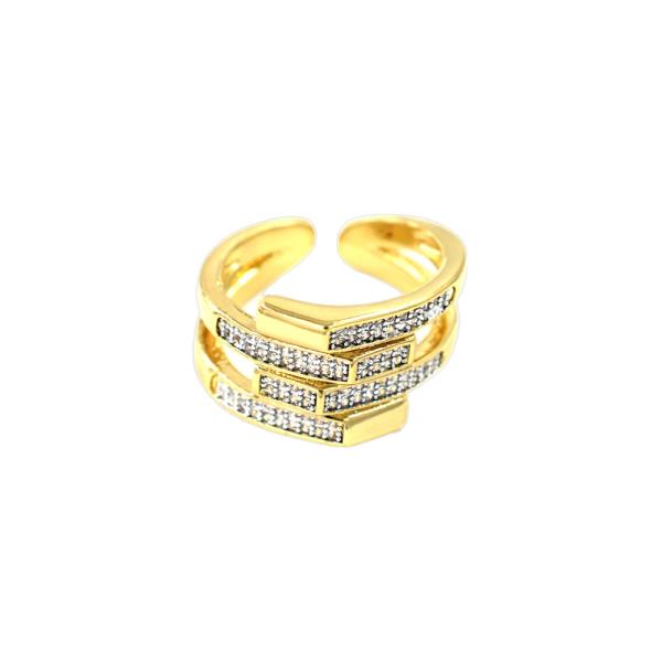 RHINESTONE METAL OPEN RING