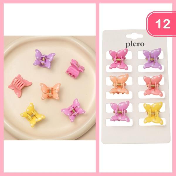 MINI POLKA DOT BUTTERFLY HAIR CLAW CLIPS (12 UNITS)