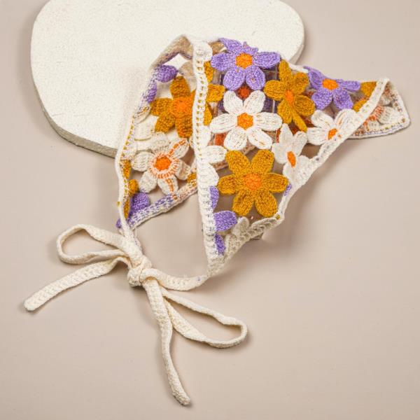 CROCHET FLOWER TRIANGLE HEAD SCARF
