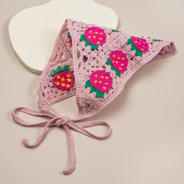 CROCHET STRAWBERRY PATCH TRIANGLE HEAD SCARF