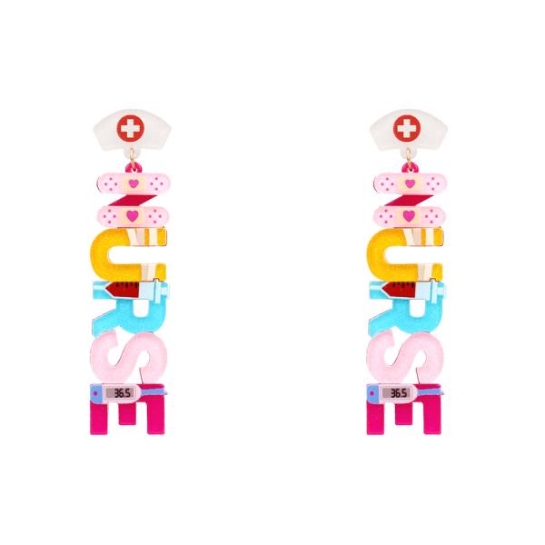 NURSE CURSE LETTER DROP EARRING