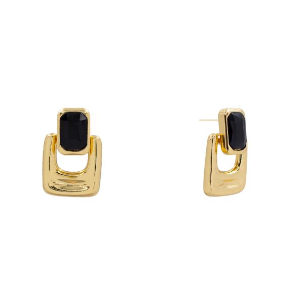 RECTANGLE RHINESTONE DROP EARRING