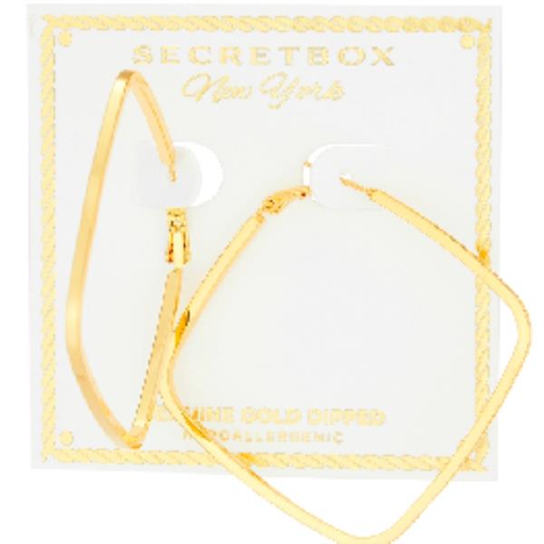 SECRET BOX GOLD DIPPED 50MM SQUARE HOOP EARRING
