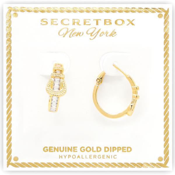 SECRET BOX GOLD DIPPED BELT 16MM CUBIC HOOP EARRING