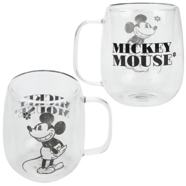 MICKEY MOUSE DOUBLE WALL GLASS CUP