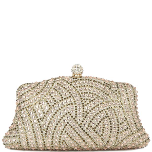 RHINESTONE STUDDED PATTERN EVENING CLUTCH BAG