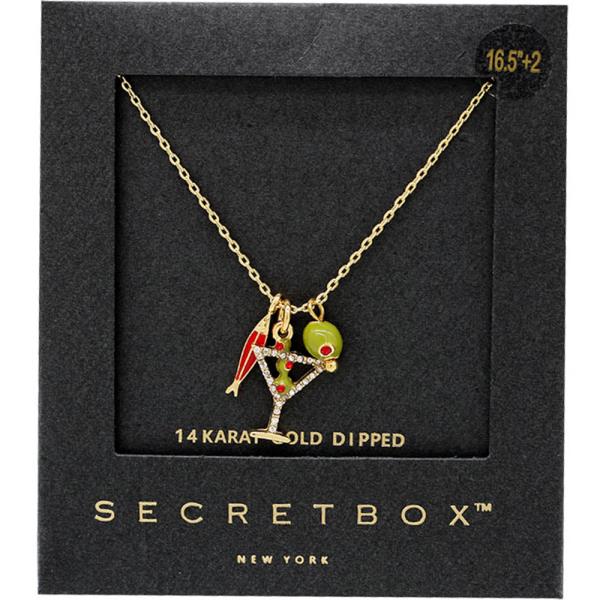 SECRET BOX GOLD DIPPED MARTINI GLASS NECKLACE