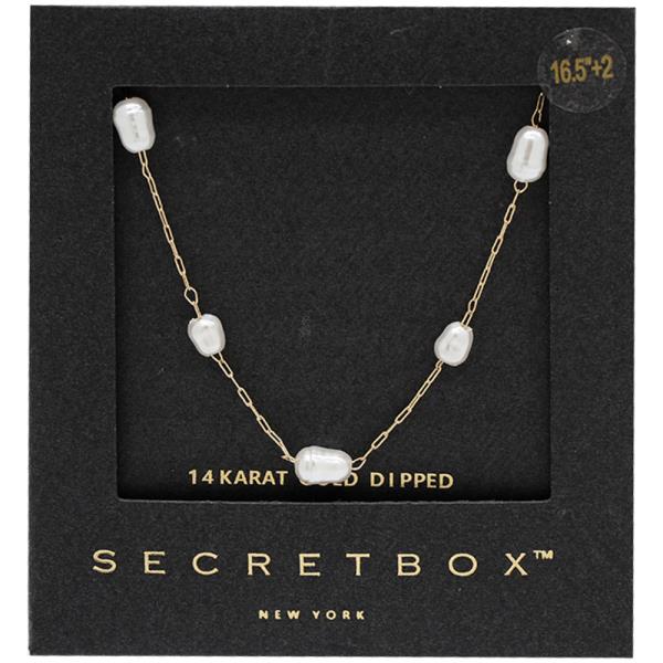 SECRET BOX GOLD DIPPEDE PEARL CHAIN NECKLACE