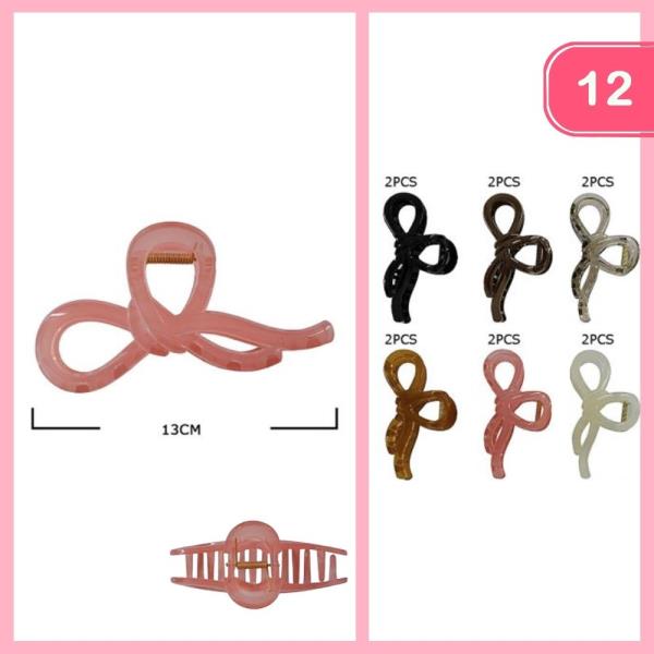 RIBBON HAIR CLAW CLIP (12 UNITS)